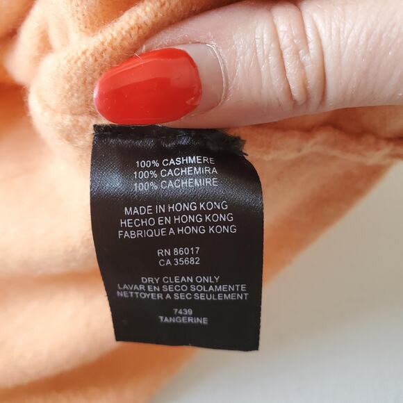 Y2K Bebe Sweater Womens XS Orange 100% Cashmere Twist Front Long Sleeve Pullover - Picture 7 of 8